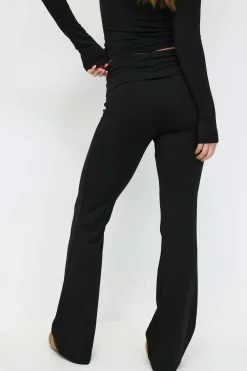 Gina Tricot oft touch foded trouer Svart