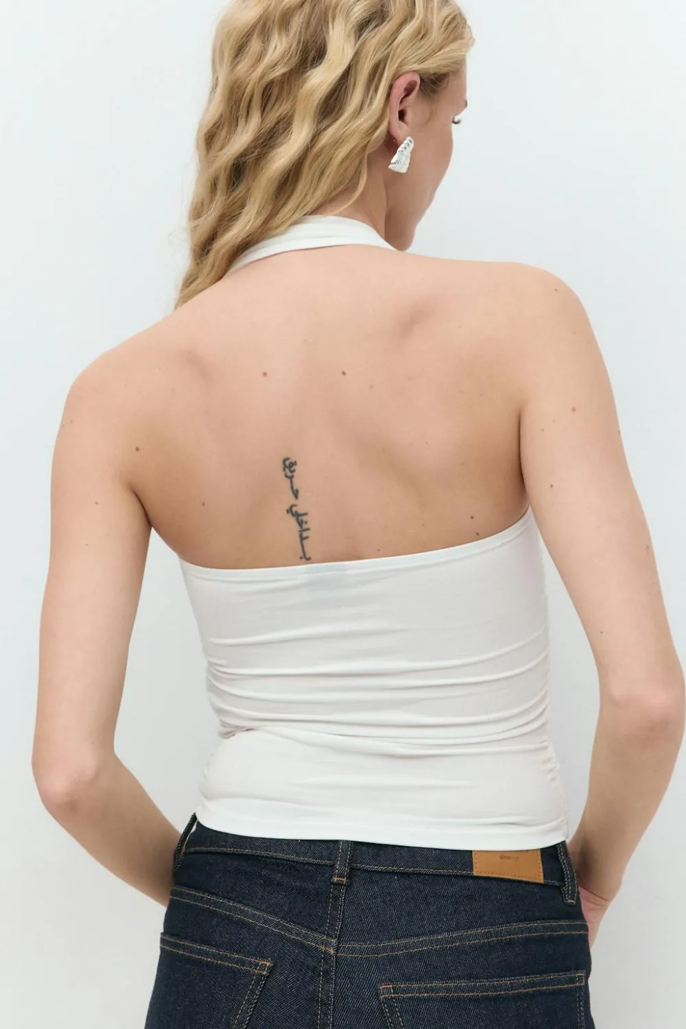 Gina Tricot oft touch haterneck top Hvit Discount