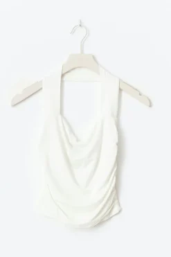 Gina Tricot oft touch haterneck top Hvit Discount