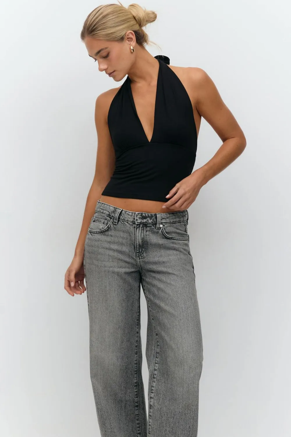 Gina Tricot oft touch haterneck top Svart
