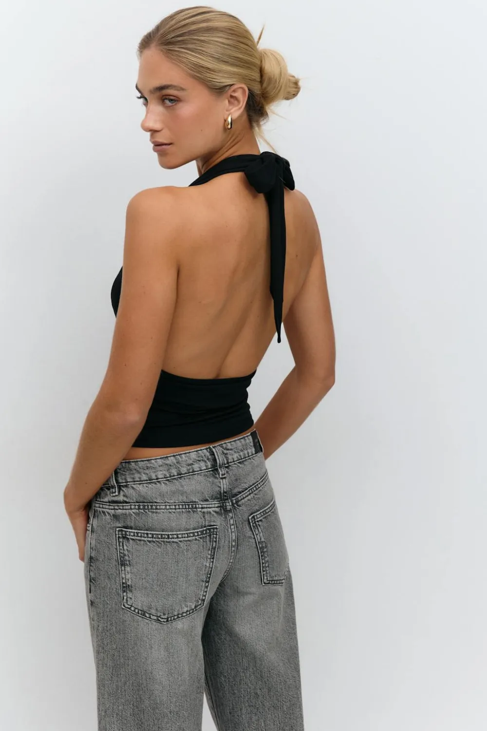 Gina Tricot oft touch haterneck top Svart