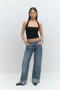 Gina Tricot oft touch haterneck top Svart Sale