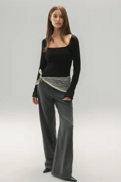 Gina Tricot oft touch jerey top Svart Best