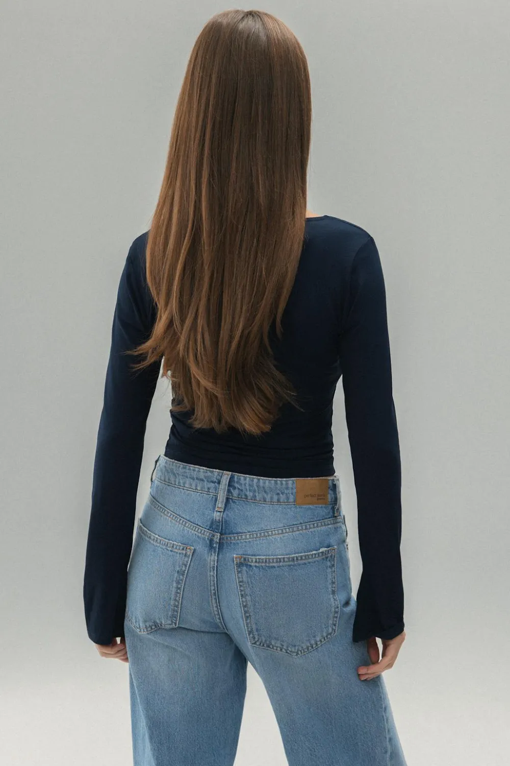 Gina Tricot oft touch jerey top Blå Clearance