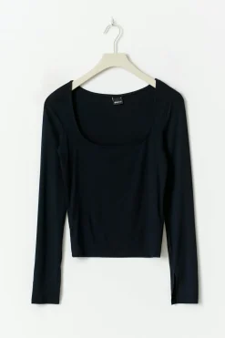 Gina Tricot oft touch jerey top Blå Clearance