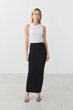 Gina Tricot oft touch ruched kirt Svart New