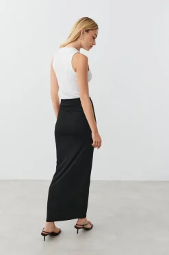 Gina Tricot oft touch ruched kirt Svart New