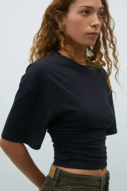 Gina Tricot oft touch ruched tee Svart Hot