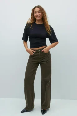 Gina Tricot oft touch ruched tee Svart Hot