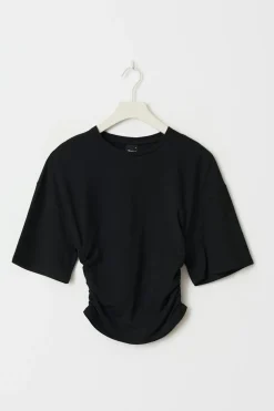 Gina Tricot oft touch ruched tee Svart Hot