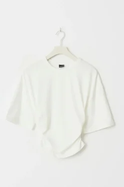 Gina Tricot oft touch ruched tee Hvit Discount