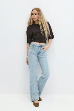 Gina Tricot oft touch ruched tee Brun Sale