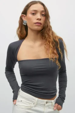 Gina Tricot oft touch quare top Grå