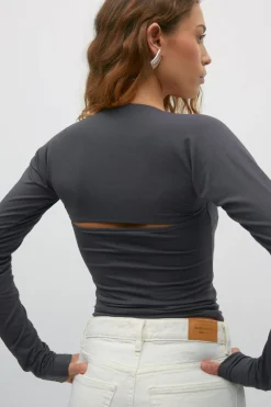 Gina Tricot oft touch quare top Grå