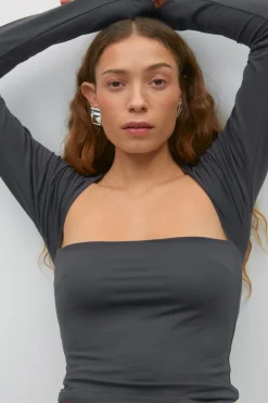 Gina Tricot oft touch quare top Grå