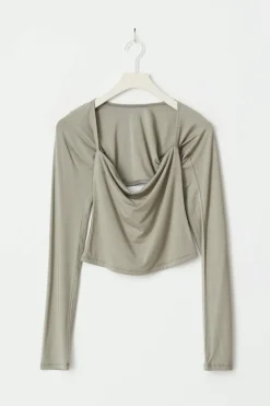 Gina Tricot oft touch quare top Grå Discount