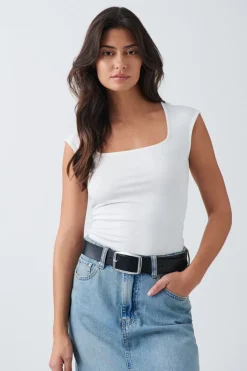 Gina Tricot oft touch tight top Hvit Hot