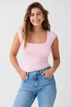 Gina Tricot oft touch tight top Rosa Clearance