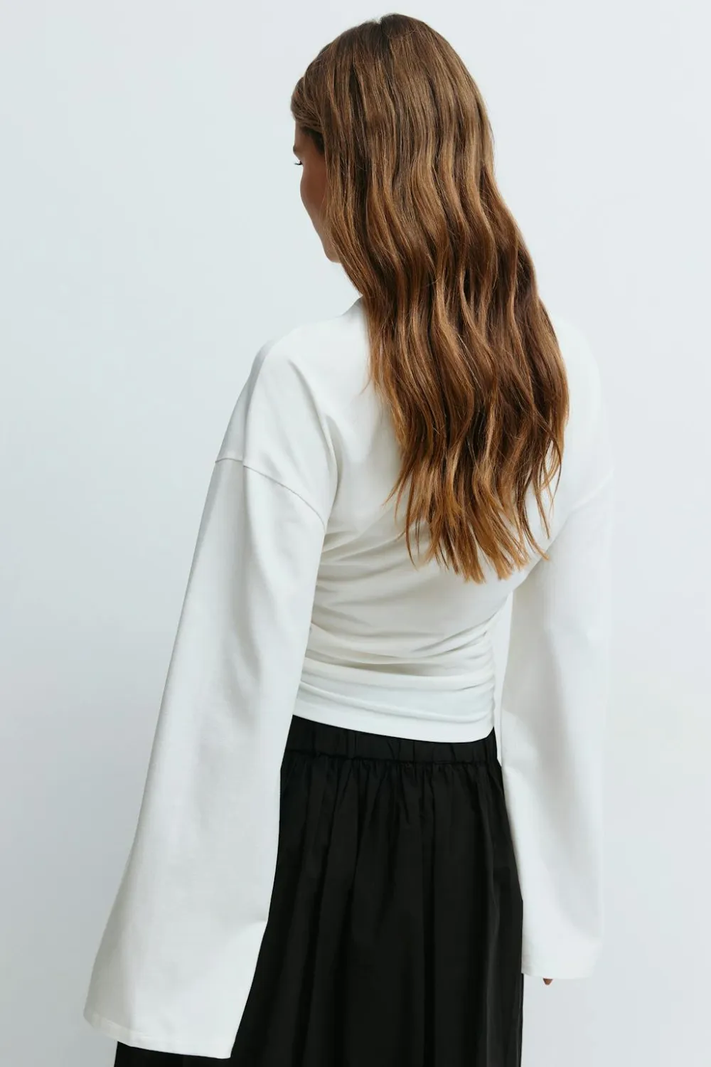 Gina Tricot oft touch wide eeve top Hvit Outlet