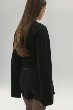 Gina Tricot oft touch wide eeve top Svart Outlet