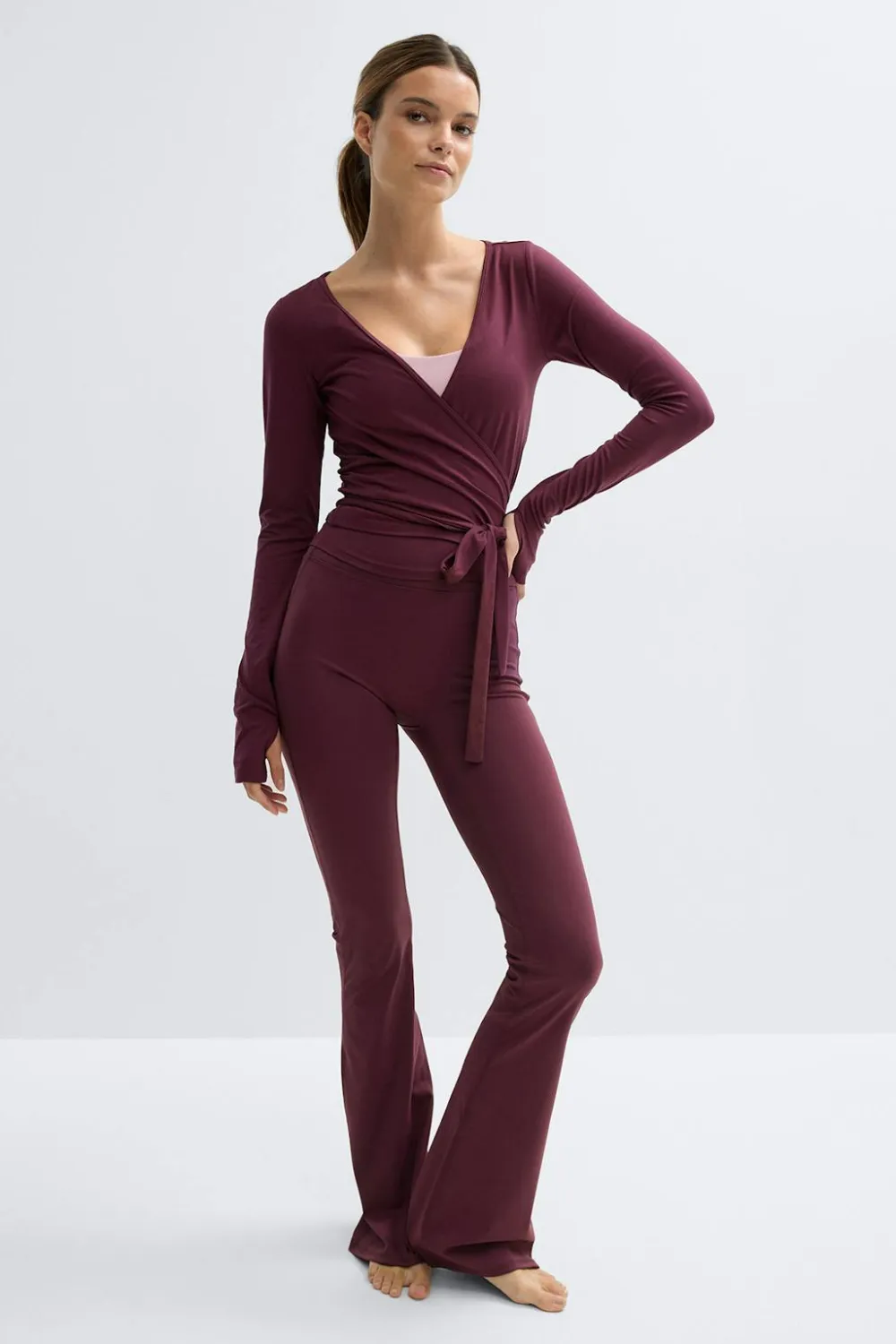 Gina Tricot oft wrap yoga cardigan Rød Clearance