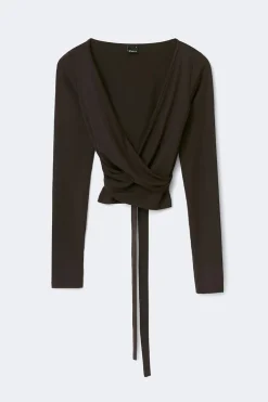 Gina Tricot oft wrap yoga cardigan Brun Best