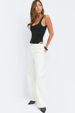 Gina Tricot quare neck body Svart Outlet