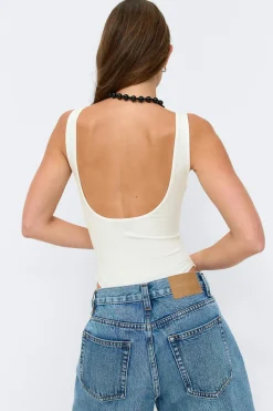 Gina Tricot quare neck body Hvit Clearance