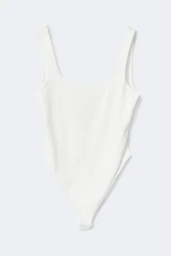 Gina Tricot quare neck body Hvit Clearance