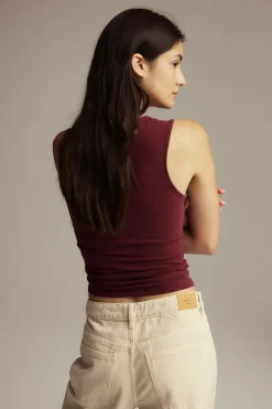 Gina Tricot quare neck tank top Rød Discount