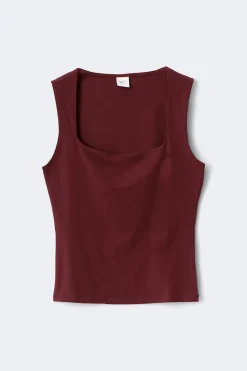 Gina Tricot quare neck tank top Rød Discount