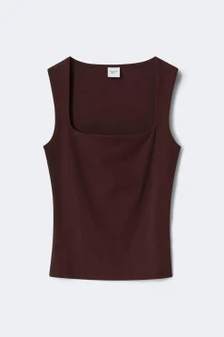 Gina Tricot quare neck tank top Rød Sale
