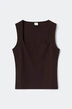 Gina Tricot quare neck tank top Brun Best
