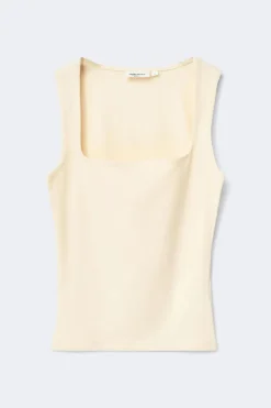 Gina Tricot quare neck tank top Gul Sale