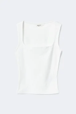 Gina Tricot quare neck tank top Hvit New