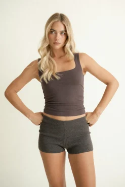 Gina Tricot quare neck tank top Brun