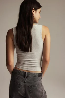 Gina Tricot quare neck tank top Grå Discount