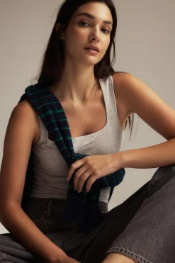 Gina Tricot quare neck tank top Grå Discount