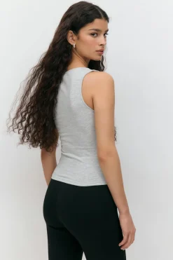 Gina Tricot quare neck tank top Grå Discount