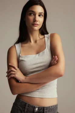 Gina Tricot quare neck tank top Grå Discount