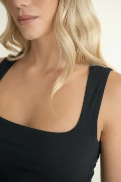 Gina Tricot quare neck tank top Svart Hot