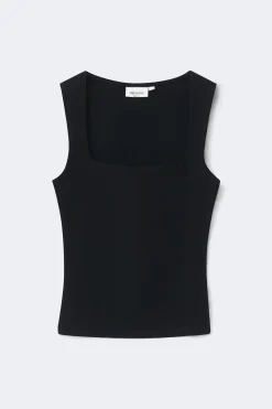 Gina Tricot quare neck tank top Svart Hot