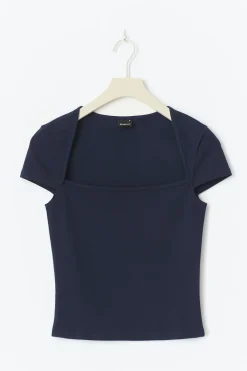 Gina Tricot quare neck top Blå Discount