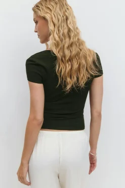 Gina Tricot quare neck top Svart Online