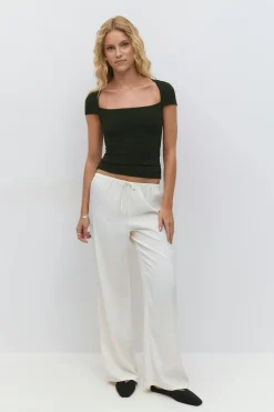 Gina Tricot quare neck top Svart Online
