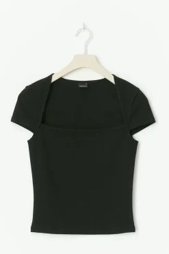 Gina Tricot quare neck top Svart Online