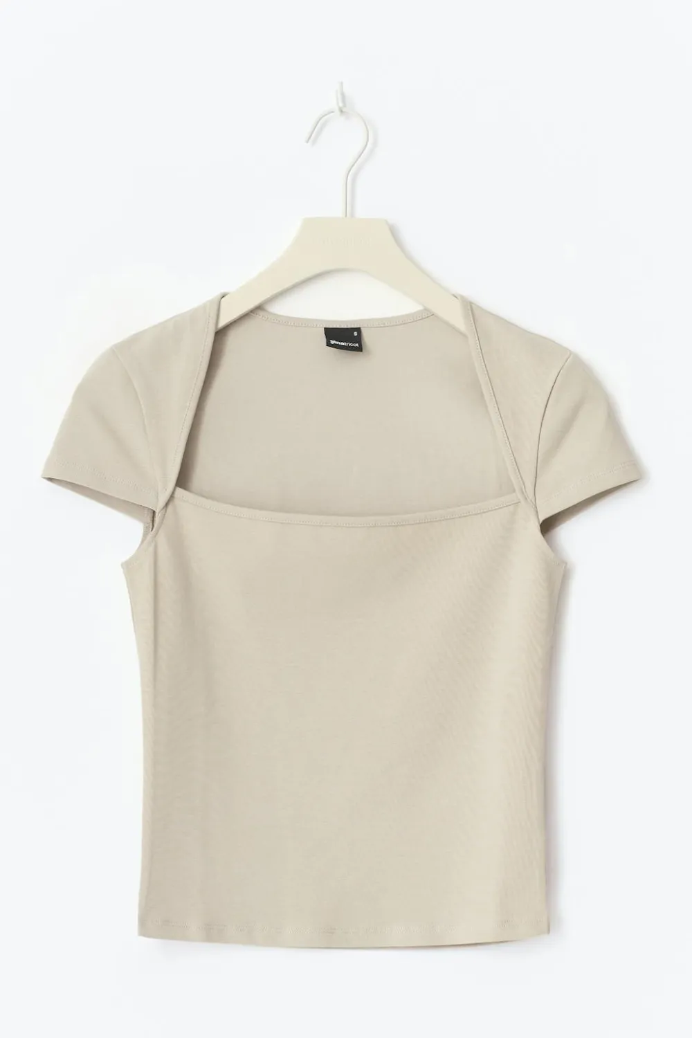 Gina Tricot quare neck top Beige Online