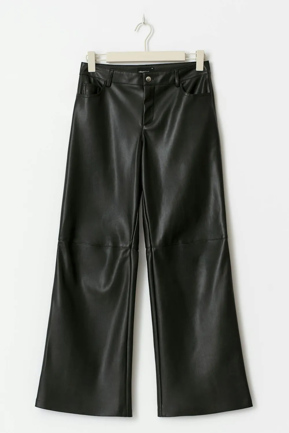 Gina Tricot Straight pu trousers Svart Outlet