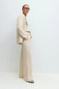 Gina Tricot Straight twill trousers Beige Outlet