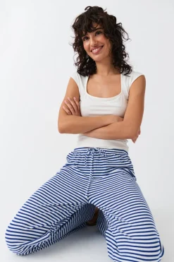 Gina Tricot triped oft trouer Hvit Hot